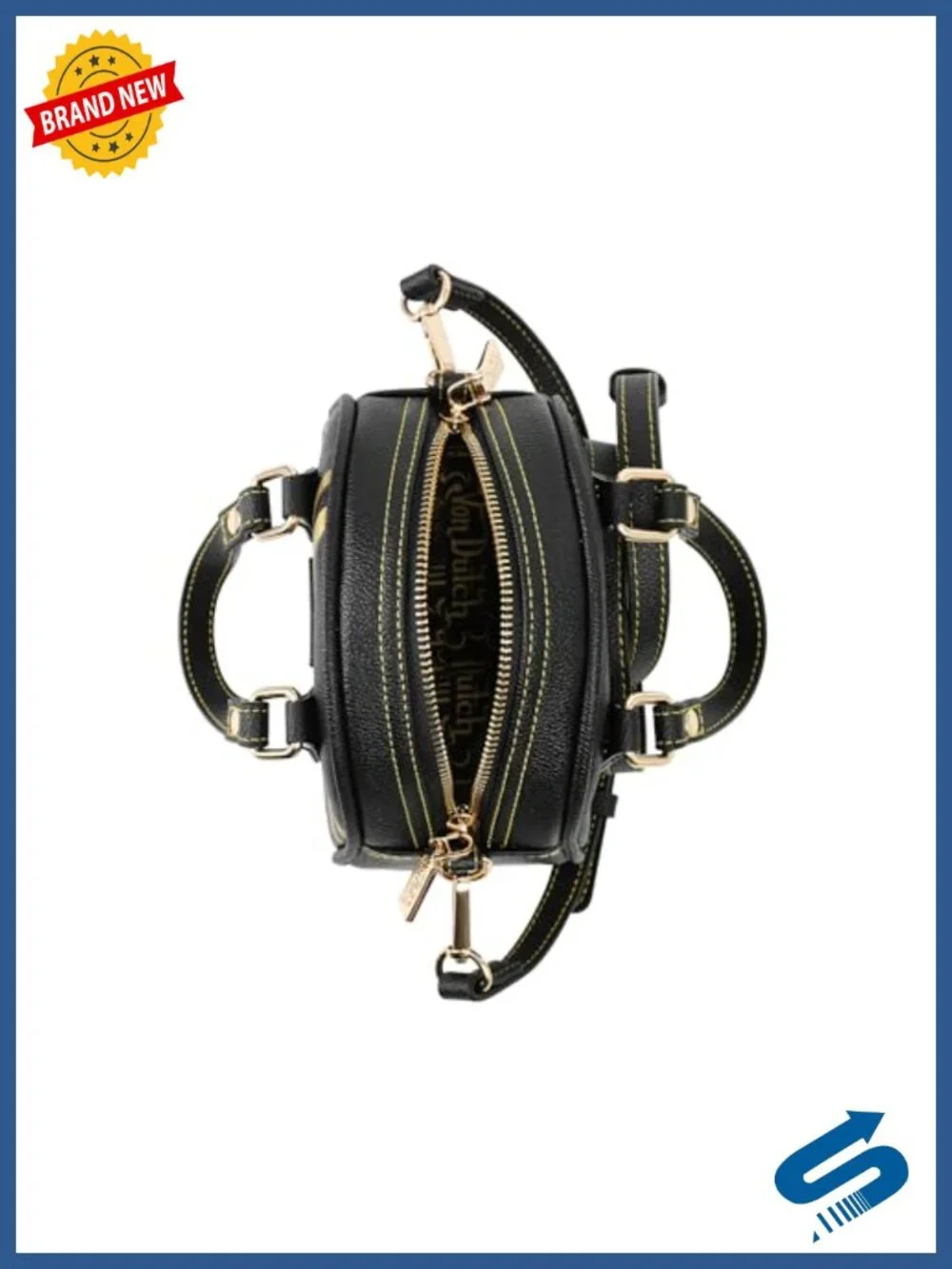 Mini Bowling Bag with Detachable Shoulder Strap in Faux Leather